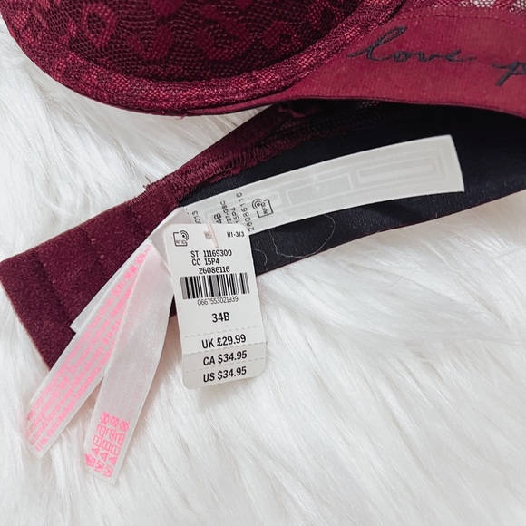 PINK- burgundy cheetah bra - Picture 2 of 3